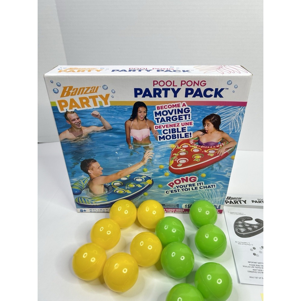 BANZAI‎ Pool Pong Water Game Inflatable Floating Ring Summer Toy Floats READ